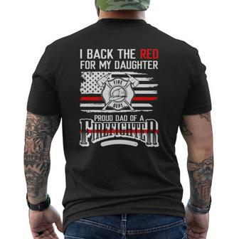 I Back The Red For My Daughter Proud Firefighter Dad Mens Back Print T-shirt | Mazezy CA