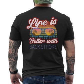 Back Stroke Swimmers 'Life Is Better With Back Stroke' Men's T-shirt Back Print - Monsterry