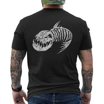 Badass Fish Bone Skeleton Vintage Men's T-shirt Back Print - Monsterry
