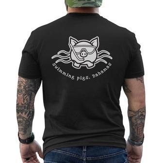 Bahamas Swimming Pig With Face Covering And Snorkel Mens Back Print T-shirt - Thegiftio UK