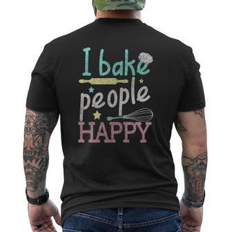 I Bake People Happy Pastry Chef Cake Cookie Baker V2 Mens Back Print T-shirt - Thegiftio UK