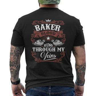 Baker Blood Runs Through My Veins Family Name Vintage Men's T-shirt Back Print - Seseable