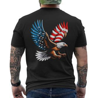 Bald Eagle & Patriotic American Flag 4Th Of July Men's T-shirt Back Print - Seseable