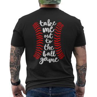 Take Me Out Ball Game Baseball Song Red Blue Black Men's T-shirt Back Print - Monsterry UK