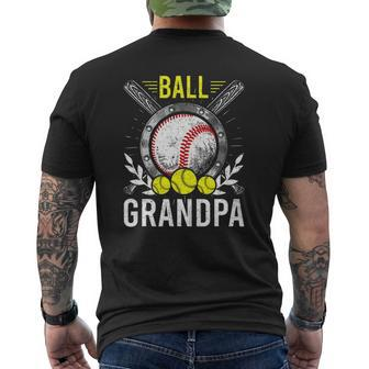 Ball Grandpa Baseball Lover Grandpa Father's Day Mens Back Print T-shirt | Mazezy
