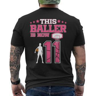 This Baller Is Now 11 Year Old Basketball 11Th Birthday Girl Men's T-shirt Back Print | Mazezy