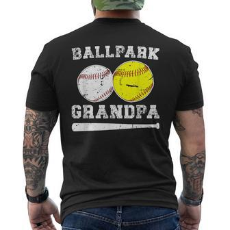 Ballpark Grandpa Softball Baseball Grandpa Of Ballers Men's T-shirt Back Print - Monsterry DE