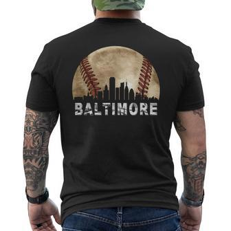Baltimore Skyline Vintage Baseball Lover Men's T-shirt Back Print | Mazezy DE