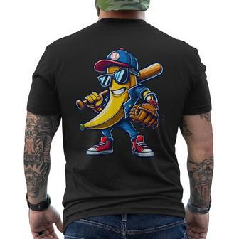 Banana Playing Baseball Fruit Lover Baseball Player Men's T-shirt Back Print - Seseable