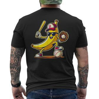 Banana Playing Baseball Fruit Lover Baseball Player Men's T-shirt Back Print - Monsterry AU