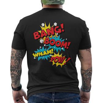 Bang Boom Pow Wham Comic Bubbles Men's T-shirt Back Print - Monsterry UK