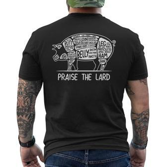 Barbecue Father Grilling Praise The Lard Bacon T Men's T-shirt Back Print - Monsterry CA