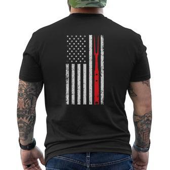 Barbecue For Men Dad Patriotic American Flag Bbq Tools Mens Back Print T-shirt | Mazezy