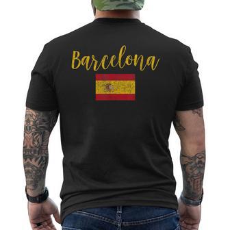 Barcelona Spain Spanish Flag Vintage Men's T-shirt Back Print - Monsterry AU