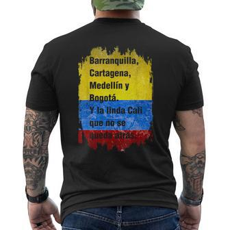 Barranquilla Cartagena Medellin Y Bogota Cali Colombian Flag Men's T-shirt Back Print - Monsterry
