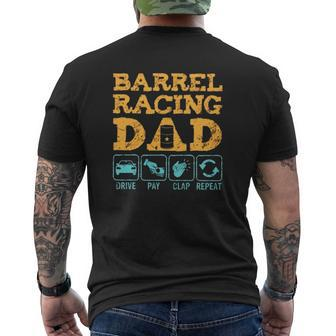 Barrel Racing Dad Drive Pay Clap Repeat Vintage Retro Mens Back Print T-shirt | Mazezy UK