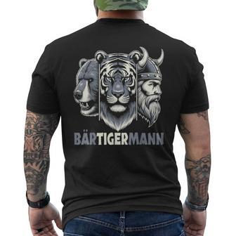 Bärtigermann Viking Beard Full Beard Tiger Man Black T-Shirt mit Rückendruck - Seseable