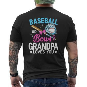 Baseball Or Bows Grandpa Loves You Gender Reveal Mens Back Print T-shirt | Mazezy
