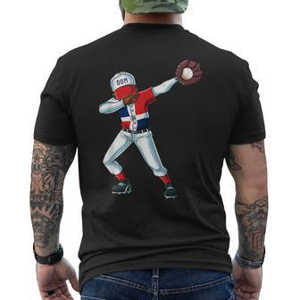 Baseball Dabbing Dominican Republic Player Catcher Pitcher Men's T-shirt Back Print - Monsterry CA