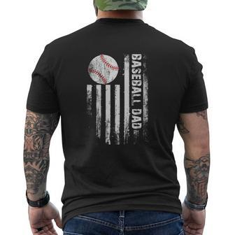 Baseball Dad American Flag Mens Back Print T-shirt | Mazezy