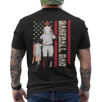 Baseball Dad Children American Flag Dad Father's Day Men's T-shirt Back Print - Thegiftio UK