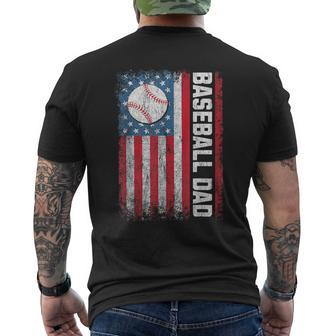 Baseball Dad Usa American Flag Patriotic Dad Father's Day Men's T-shirt Back Print - Seseable