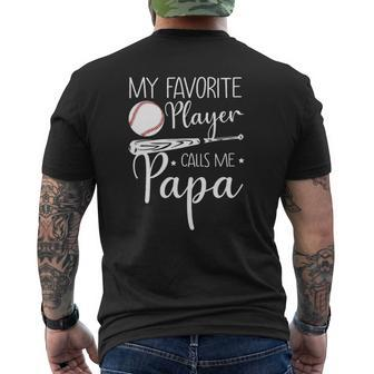 Baseball My Favorite Player Calls Me Papa Grandpa Mens Back Print T-shirt | Mazezy DE