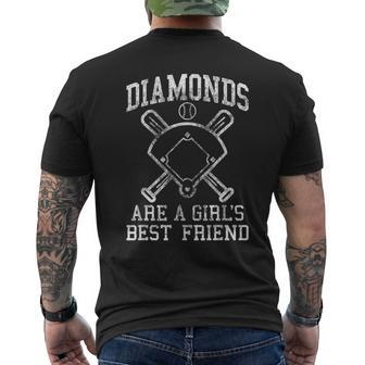 Baseball Girls Diamonds Are A Girls Best Friend Baseball Men's T-shirt Back Print - Thegiftio UK