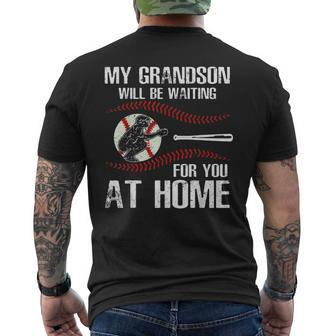 Baseball My Grandson Will Be Waiting For You At Home V2 Mens Back Print T-shirt - Thegiftio UK