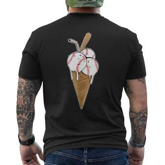 Baseball Ice Cream Sports Lover Ice Cream Cone Men's T-shirt Back Print - Monsterry DE
