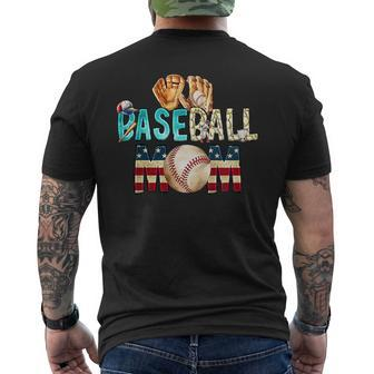 Baseball Mom Travel Ball Mother Glove Hat Phone Cover Men's T-shirt Back Print - Monsterry
