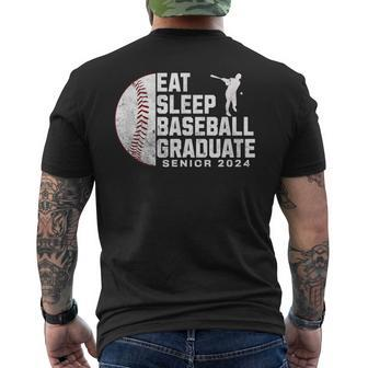 Baseball Player Senior 2024 Graduation Eat Sleep Grad Men's T-shirt Back Print - Thegiftio UK