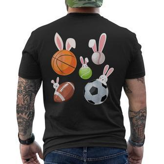 Basketball Baseball Football Soccer Sports Easter Bunny Men's T-shirt Back Print - Seseable