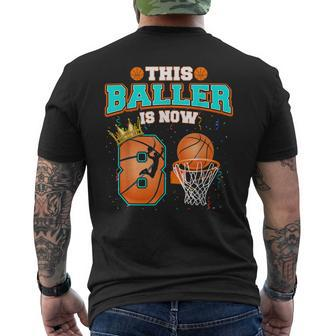 Basketball Boys 8Th Birthday This Baller Is Now 8 Men's T-shirt Back Print | Mazezy