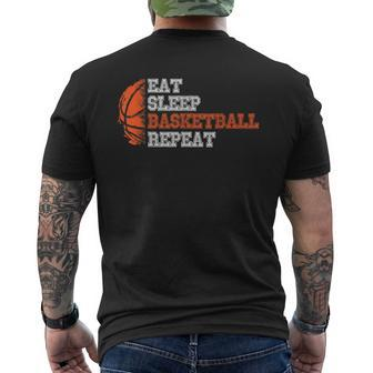 Basketball Player Boy Eat Sleep Basketball Repeat Men's T-shirt Back Print - Seseable