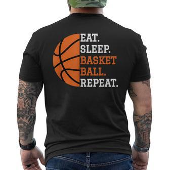 Basketball Player Boy Eat Sleep Basketball Repeat Men's T-shirt Back Print - Monsterry