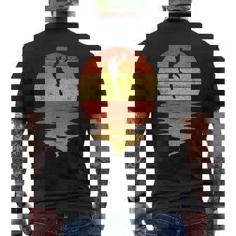 Basketball Retro Sunset 70S Vintage Basketball Men's T-shirt Back Print - Monsterry