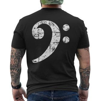 Bass Clef Vintage White Left Bass Players Men's T-shirt Back Print - Monsterry