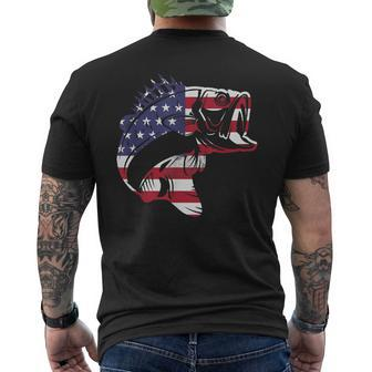 Bass Fishing Usa American Flag 4Th Of July Fisherman Men's T-shirt Back Print - Monsterry CA