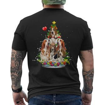 Basset Hound Christmas Tree Ornament Santa Hat Xmas Mens Back Print T-shirt - Thegiftio UK