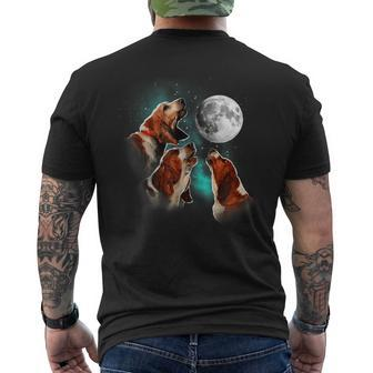 Basset Hound Howling At The Moon Basset Hound Men's T-shirt Back Print - Monsterry