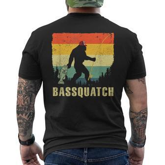 Bassquatch Bass Fishing Sasquatch Retro 80S Fisherman Men's T-shirt Back Print - Monsterry