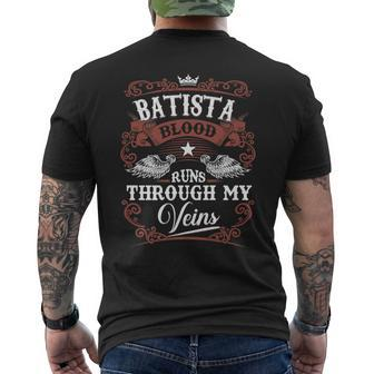 Batista Blood Runs Through My Veins Vintage Family Name Men's T-shirt Back Print - Seseable