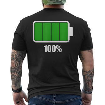 Battery 100 Battery Fully Charged Battery Full Men's T-shirt Back Print - Seseable