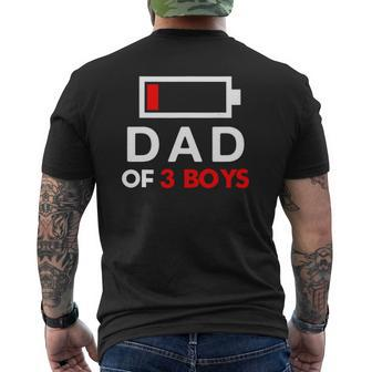 Battery Dad Of 3 Boys Mens Back Print T-shirt | Mazezy