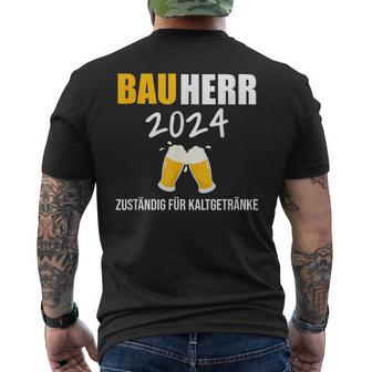 Bauherr 2024 Hausbau Neubau Baustelle Topping-Out T-Shirt mit Rückendruck - Seseable