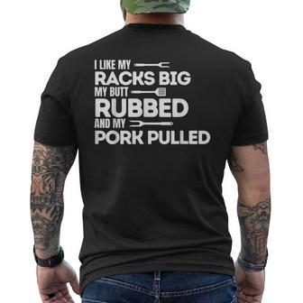 Bbq Barbecue Grilling Butt Rubbed Pork Pulled Pitmaster Dad Men's T-shirt Back Print - Monsterry UK