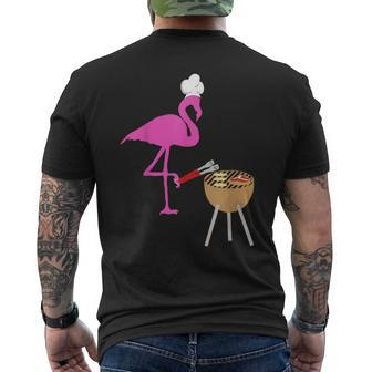 Bbq Flamingos Pink Birds Grilling Grillmasters Cooking Men's T-shirt Back Print - Monsterry DE