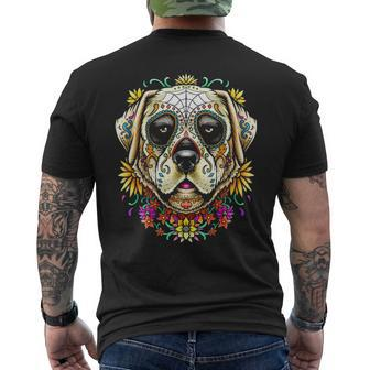 Bdaz Labrador Lab Dog Sugar Skull Day Of The Dead Men's T-shirt Back Print | Mazezy