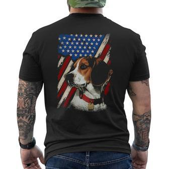 Beagle American Flag Bandana Patriotic 4Th Of July Men's T-shirt Back Print | Mazezy